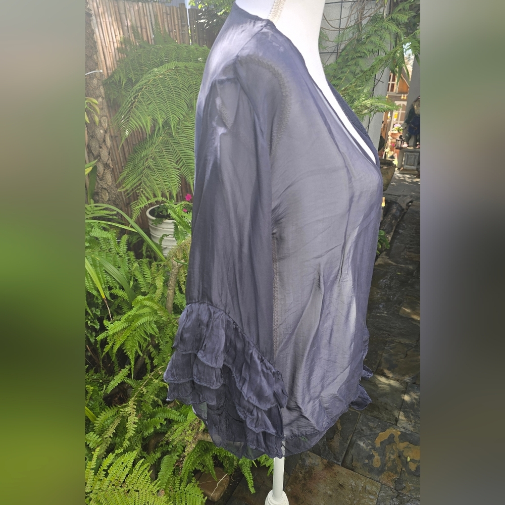 NWOT - Silk Tina Stevens O/S Silk Tie Blouse Made In Italy - Picture 3 of 7